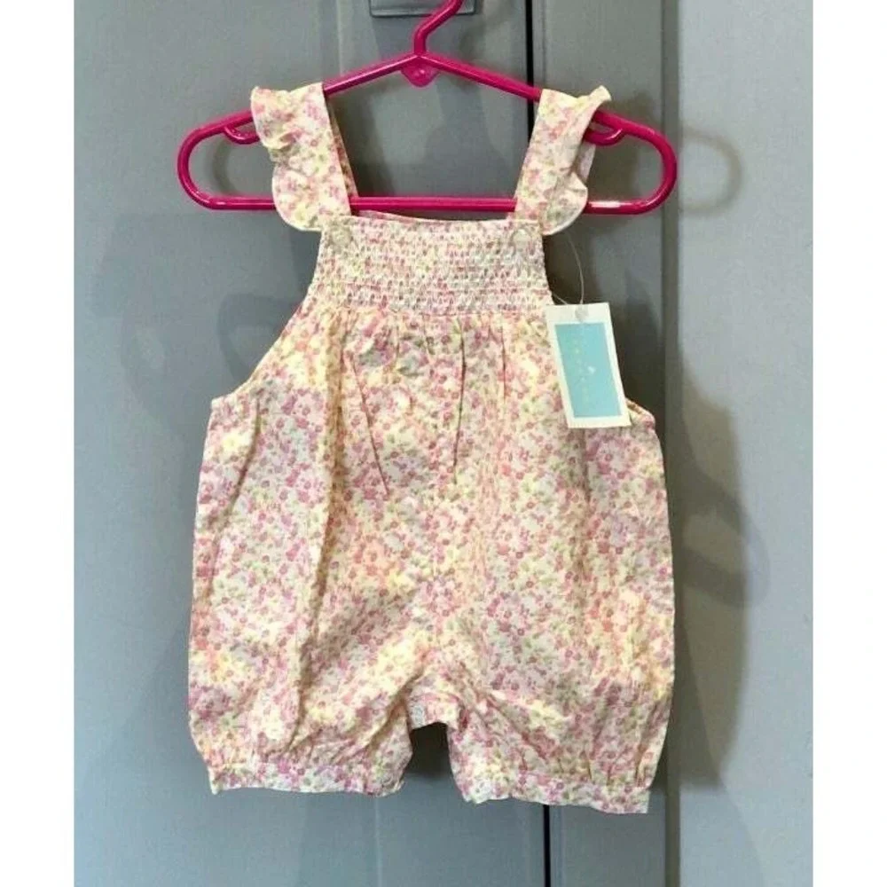 New 12 Mo Agabang Sunsuit Flowers Infant Infants Baby Girl Romper Smocking Girls